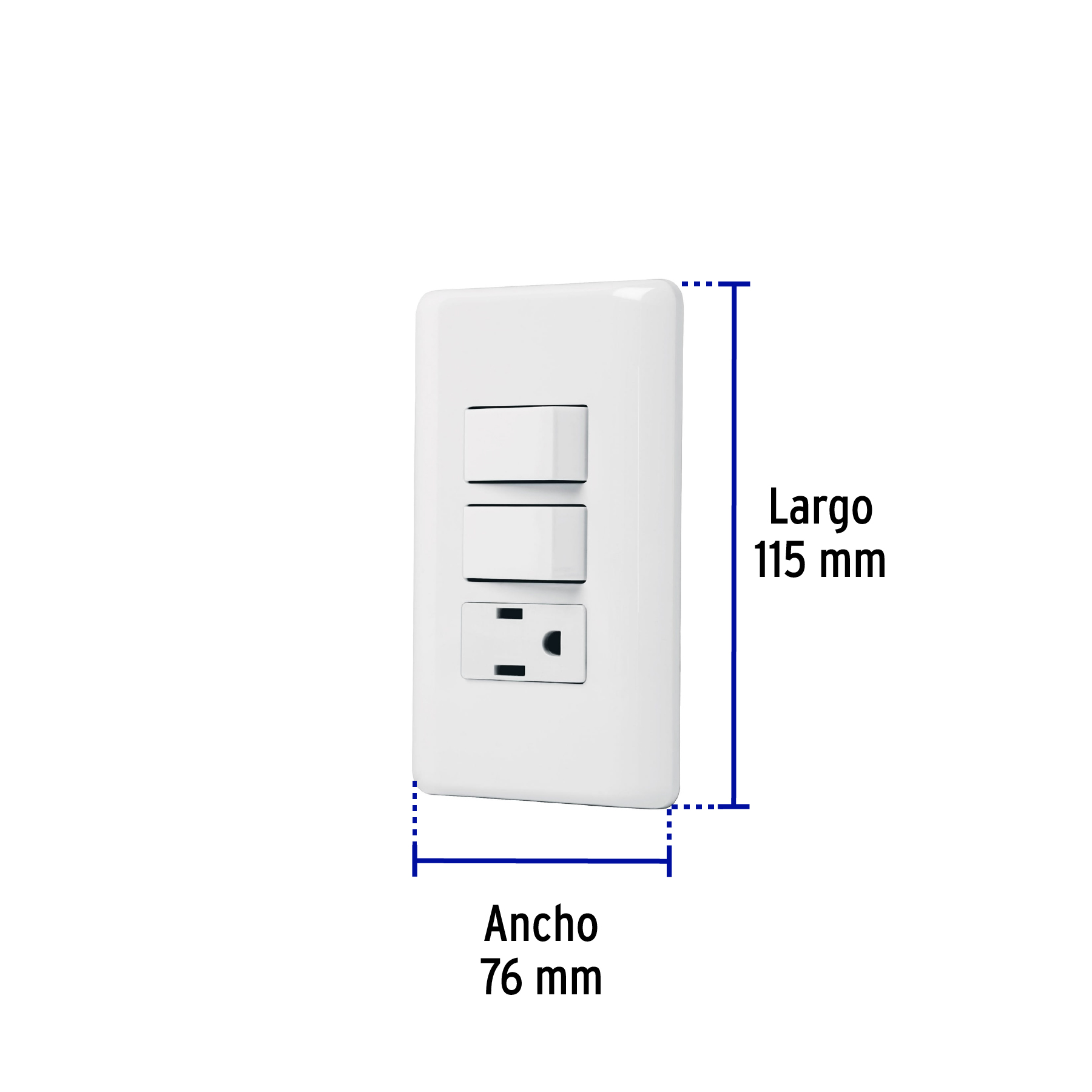 Placa armada con contacto y 2 interruptores sencillos, Basic - PA-APCO-B2 / 25081 Placa armada con contacto y 2 interruptores sencillos, Basic - PA-APCO-B2 / 25081