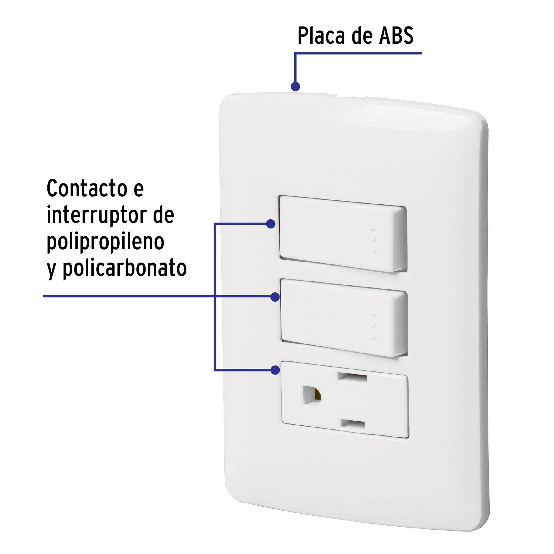 Placa armada contacto 2 interruptores,blanco, línea Italiana - PA-APCO-I2B / 46456