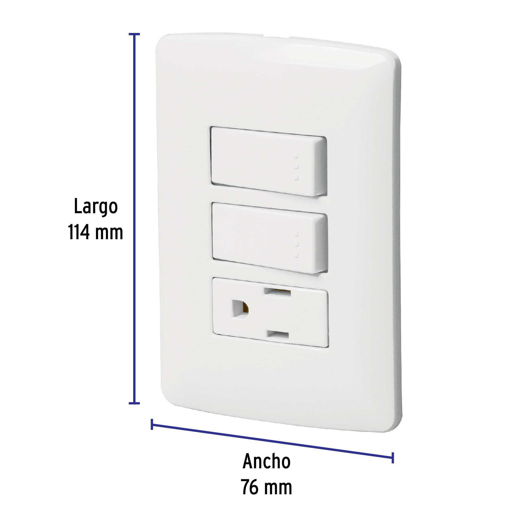 Placa armada contacto 2 interruptores,blanco, línea Italiana - PA-APCO-I2B / 46456