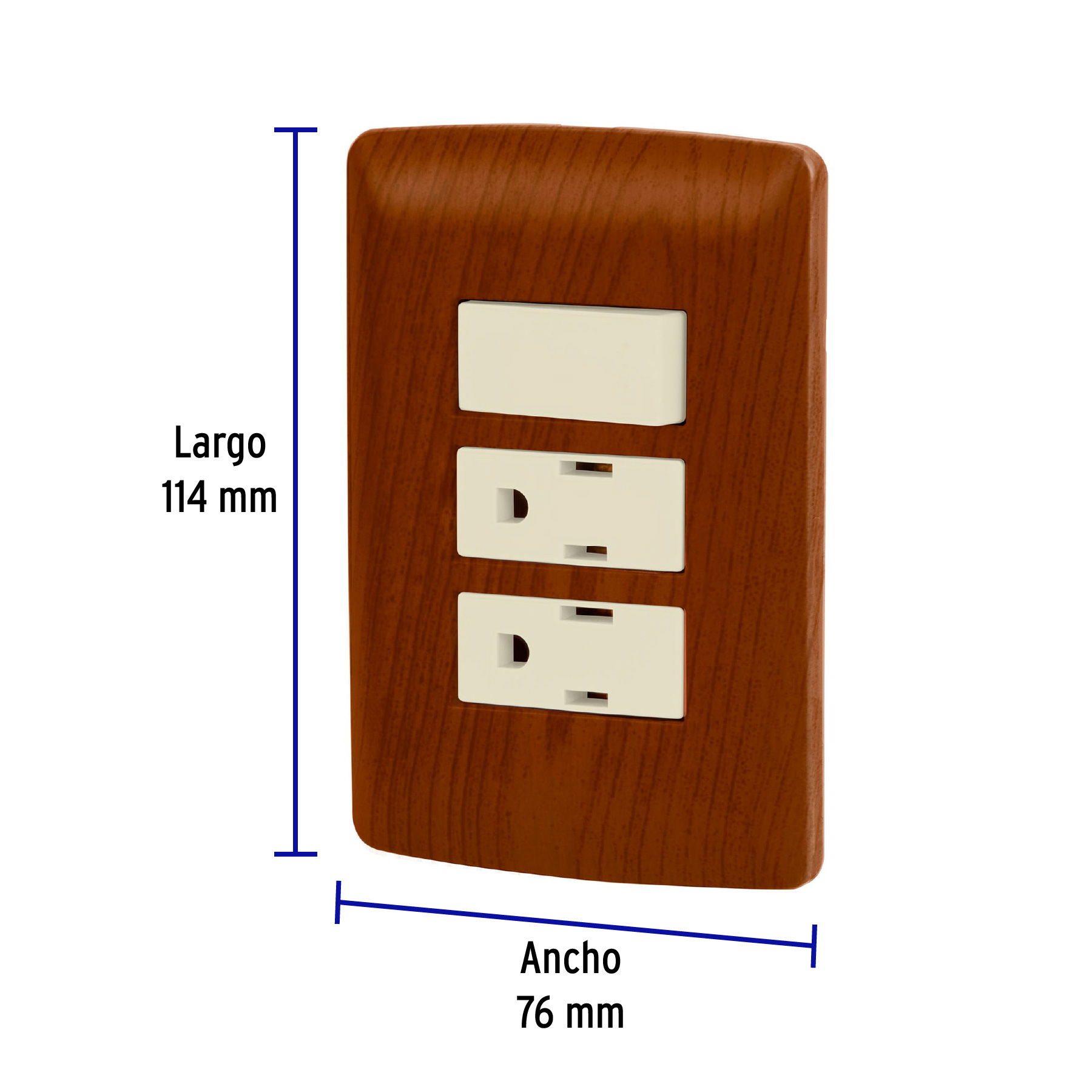 Placa armada 2 contactos e interruptor,madera,línea Italiana - PA-APCO-I3M / 49937