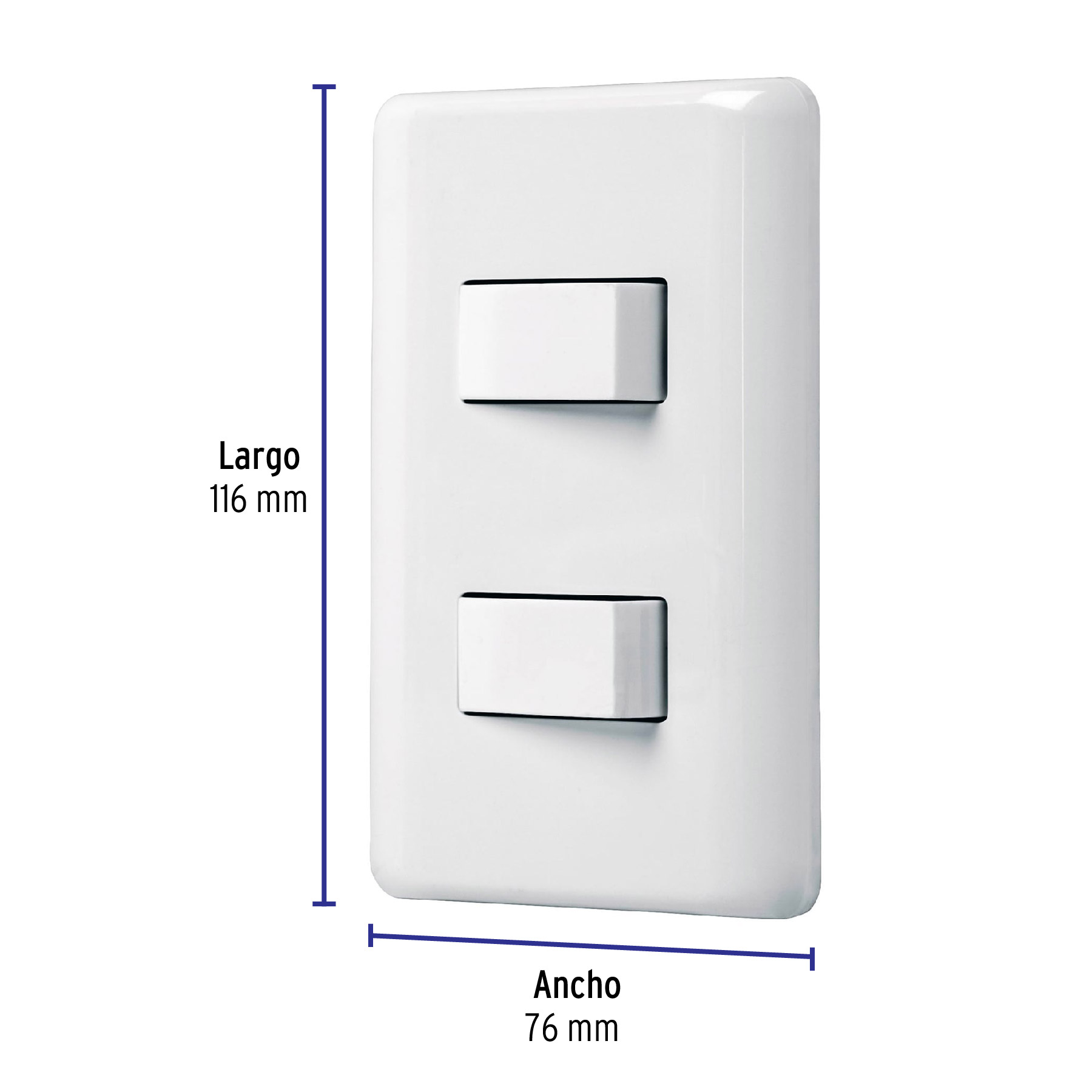 Placa armada con 2 interruptores sencillos, Volteck Basic - PA-APDO-B / 25080 Placa armada con 2 interruptores sencillos, Volteck Basic - PA-APDO-B / 25080