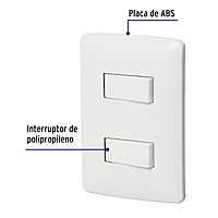 Placa armada, 2interruptores sencillos,blanco,línea Italiana - PA-APDO-IB / 46461