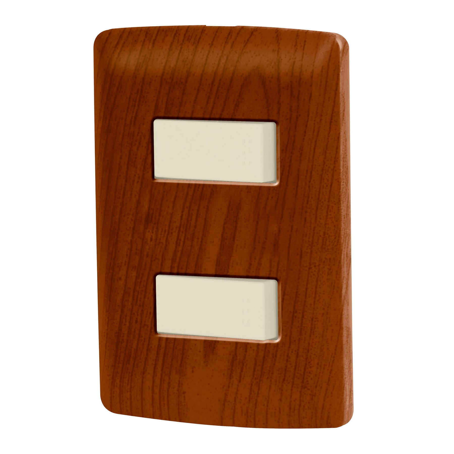 Placa armada 2 interruptores sencillos,madera,línea Italiana - PA-APDO-IM / 49925