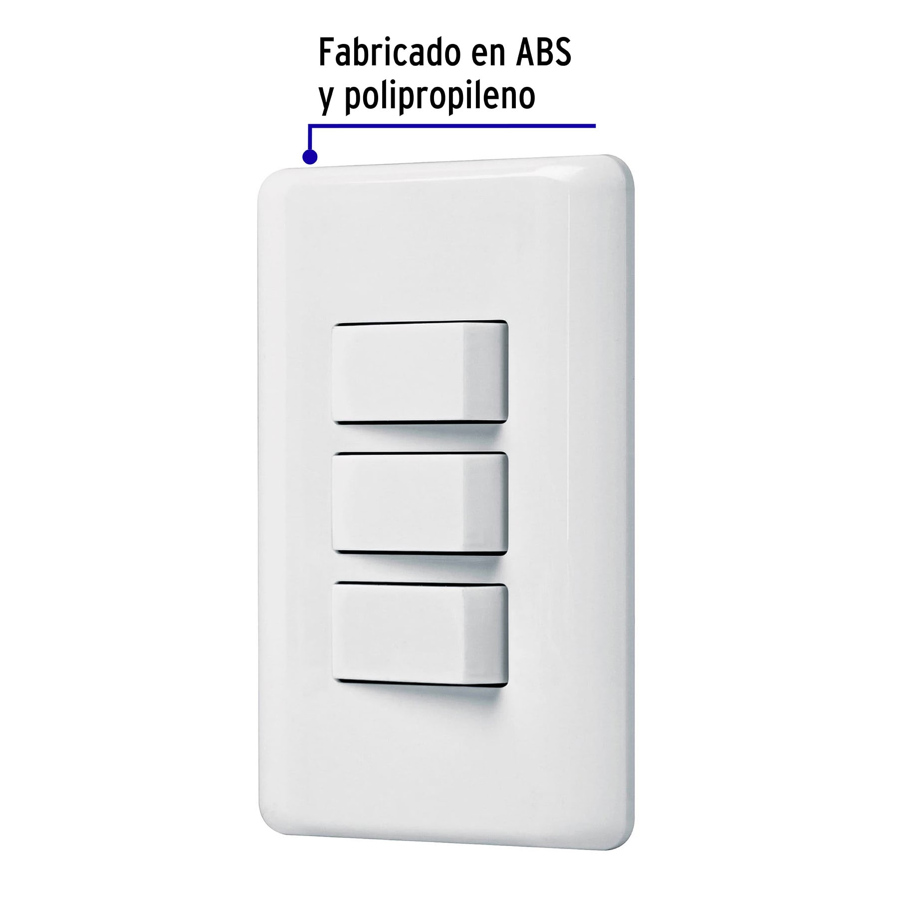Placa armada con 3 interruptores sencillos, Volteck Basic - PA-APTR-B / 25083 Placa armada con 3 interruptores sencillos, Volteck Basic - PA-APTR-B / 25083
