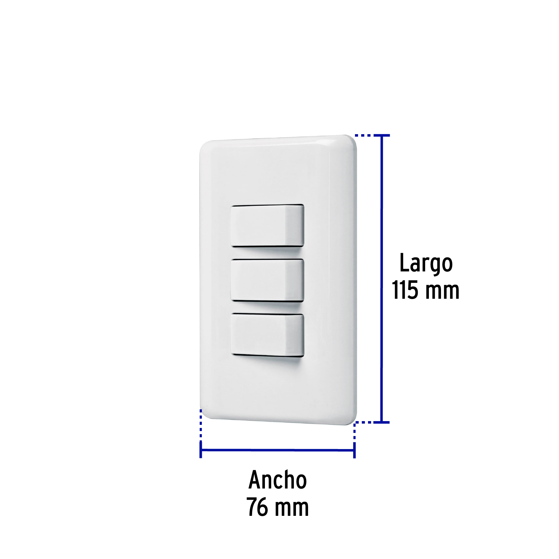 Placa armada con 3 interruptores sencillos, Volteck Basic - PA-APTR-B / 25083 Placa armada con 3 interruptores sencillos, Volteck Basic - PA-APTR-B / 25083
