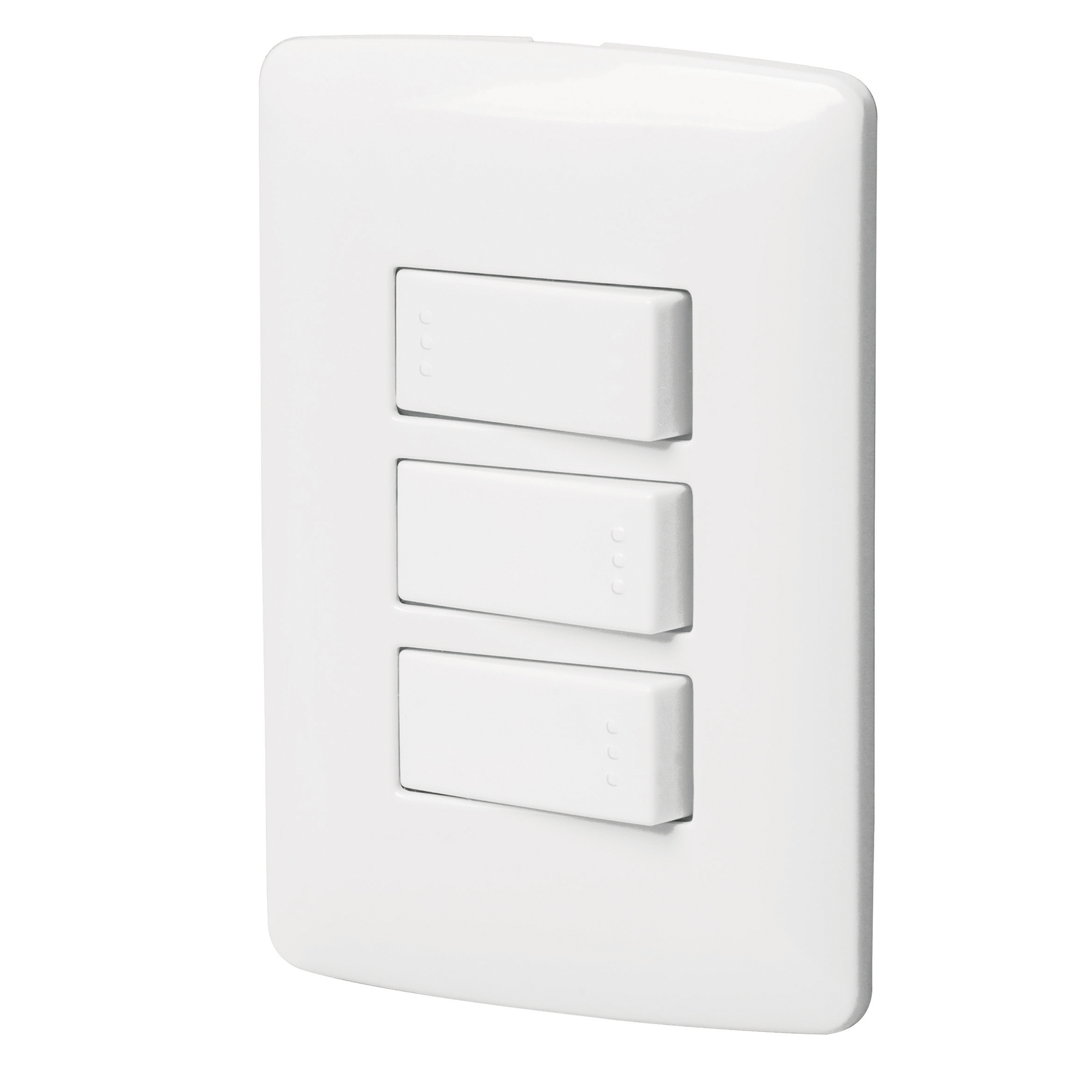 Placa armada 3 interruptores sencillos,blanco,línea Italiana - PA-APTR-IB / 46463
