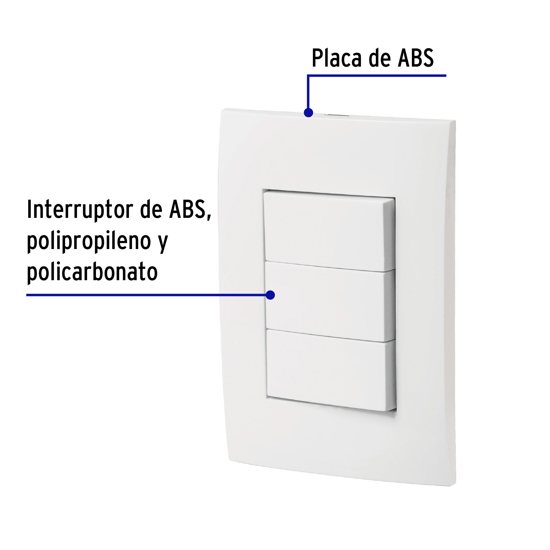 Placa armada interruptores sencillos y escalera, Oslo,blanco - PA-APTR-EOB / 46497