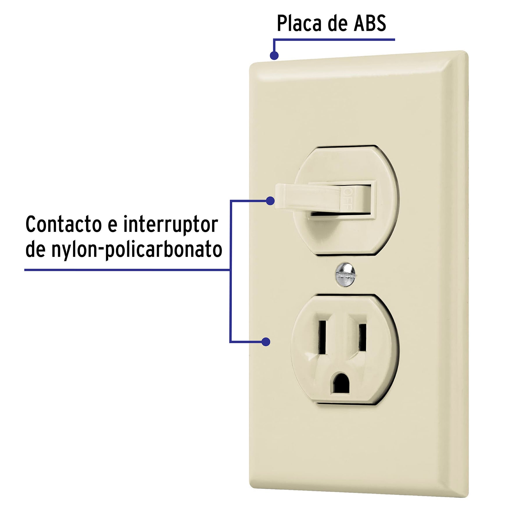 Placa armada interruptor y contacto, línea Standard, marfil - PA-COAP-S / 48489