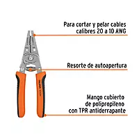 Pinza 6" pela cables, 20 a 10 AWG, TRUPER - PE-CA-61 / 103351