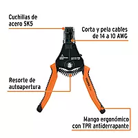 Pinza 6.5" pela cables automática, 14 a 10 AWG, TRUPER - PE-CA-65 / 103357