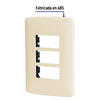Placa 3 módulos de ABS, línea Italiana, color marfil - PPTR-I / 48090