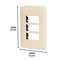Placa 3 módulos de ABS, línea Italiana, color marfil - PPTR-I / 48090