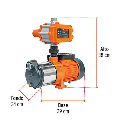 Bomba presurizadora multietapas 1 HP con control, Truper - 102386 - PREM-1 - Caja con 1 Pieza – Master 0