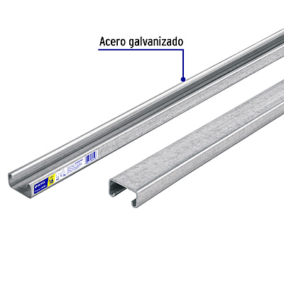 Perfil monocanal sólido de 3 m, 4 x 2 cm cal. 16, VOLTECK - 47759 - PU-162S - Caja con 2 Pieza – Master 0