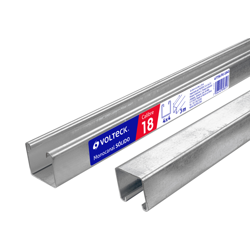 Perfil monocanal sólido de 3 m, 4 x 4 cm cal. 18, VOLTECK - 47756 - PU-184S - Caja con 2 Pieza – Master 0 Perfil monocanal sólido de 3 m, 4 x 4 cm cal. 18, VOLTECK - 47756 - PU-184S - Caja con 2 Pieza – Master 0