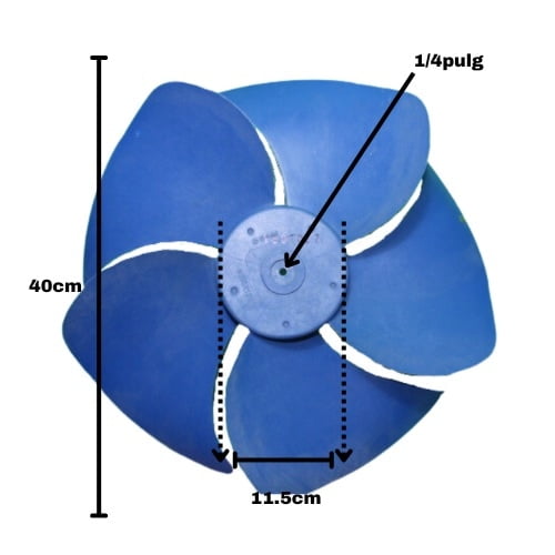 Aspa para Minisplit Condensador 1 Ton Largo 40cm Ancho Aro 11.5cm ...