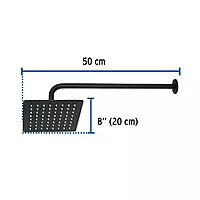 Regadera cuadrada 8', acero inox, con brazo, negro, Túbig, 47750 - R-415M Regadera cuadrada 8', acero inox, con brazo, negro, Túbig, 47750 - R-415M
