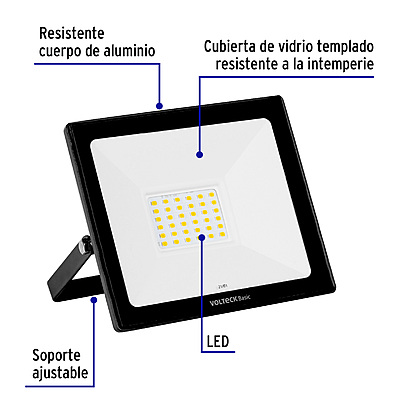 Reflector LED para exteriores 30W 3000K, VOLTECK BASIC - REF-402LC / 28091 Reflector LED para exteriores 30W 3000K, VOLTECK BASIC - REF-402LC / 28091