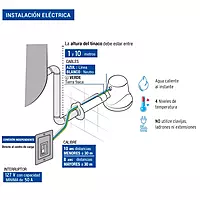 Regadera eléctrica, 4 temperaturas, 16.5cm, gris, Foset - REGEL-6G / 40238
