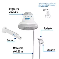 Regadera eléctrica, 4 temperaturas, 16.5cm, gris, Foset - REGEL-6G / 40238