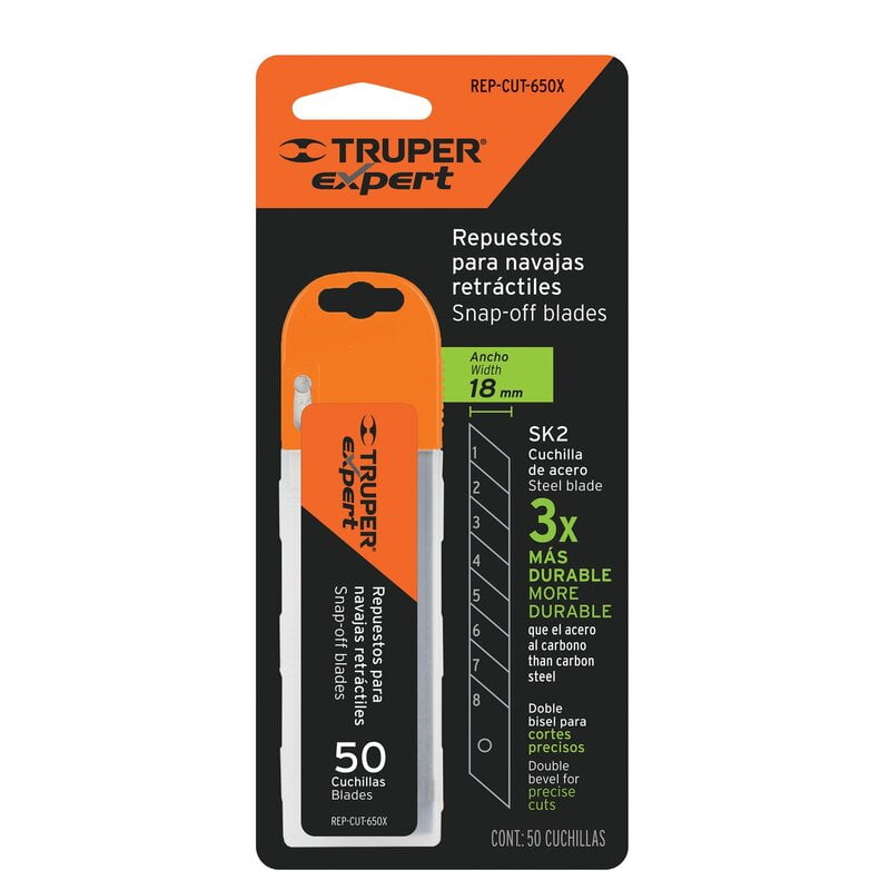 Estuche con 50 cuchillas SK2 de 18 mm para cutter, Expert - REP-CUT-650X / 100131 Estuche con 50 cuchillas SK2 de 18 mm para cutter, Expert - REP-CUT-650X / 100131