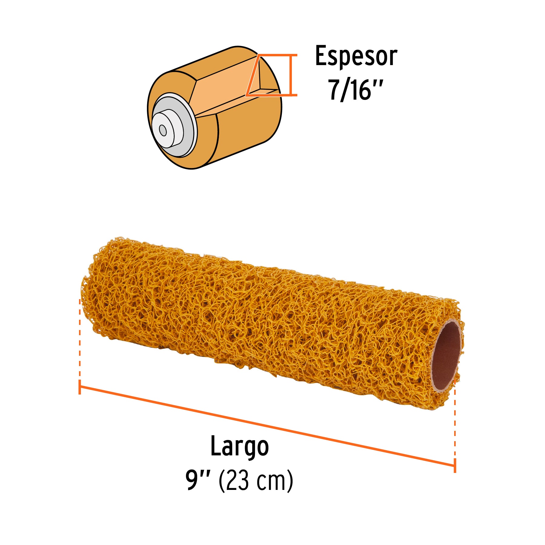 Rodillo para pintar, PVC 9 x 7/16', texturizados - ROPI-911T / 13895