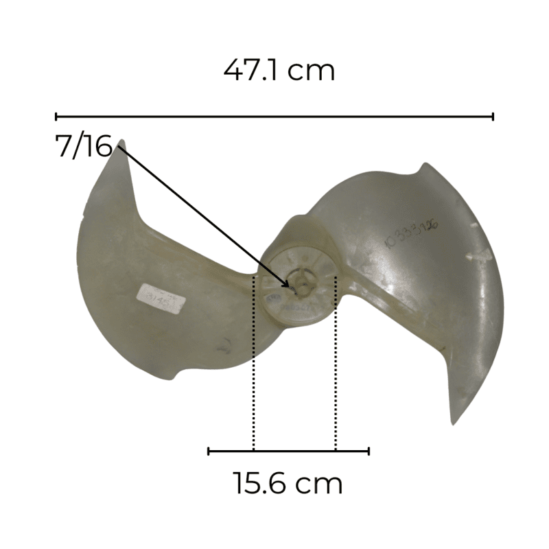 Aspa Para Minisplit, Condensador 1.5 Toneladas, Diámetro Exterior 47.1 Cm, Altura 15.6 Cm, Flecha 7/16 , Derecha, 2 Hojas -10333426 -3145 Aspa Para Minisplit, Condensador 1.5 Toneladas, Diámetro Exterior 47.1 Cm, Altura 15.6 Cm, Flecha 7/16 , Derecha, 2 Hojas -10333426 -3145