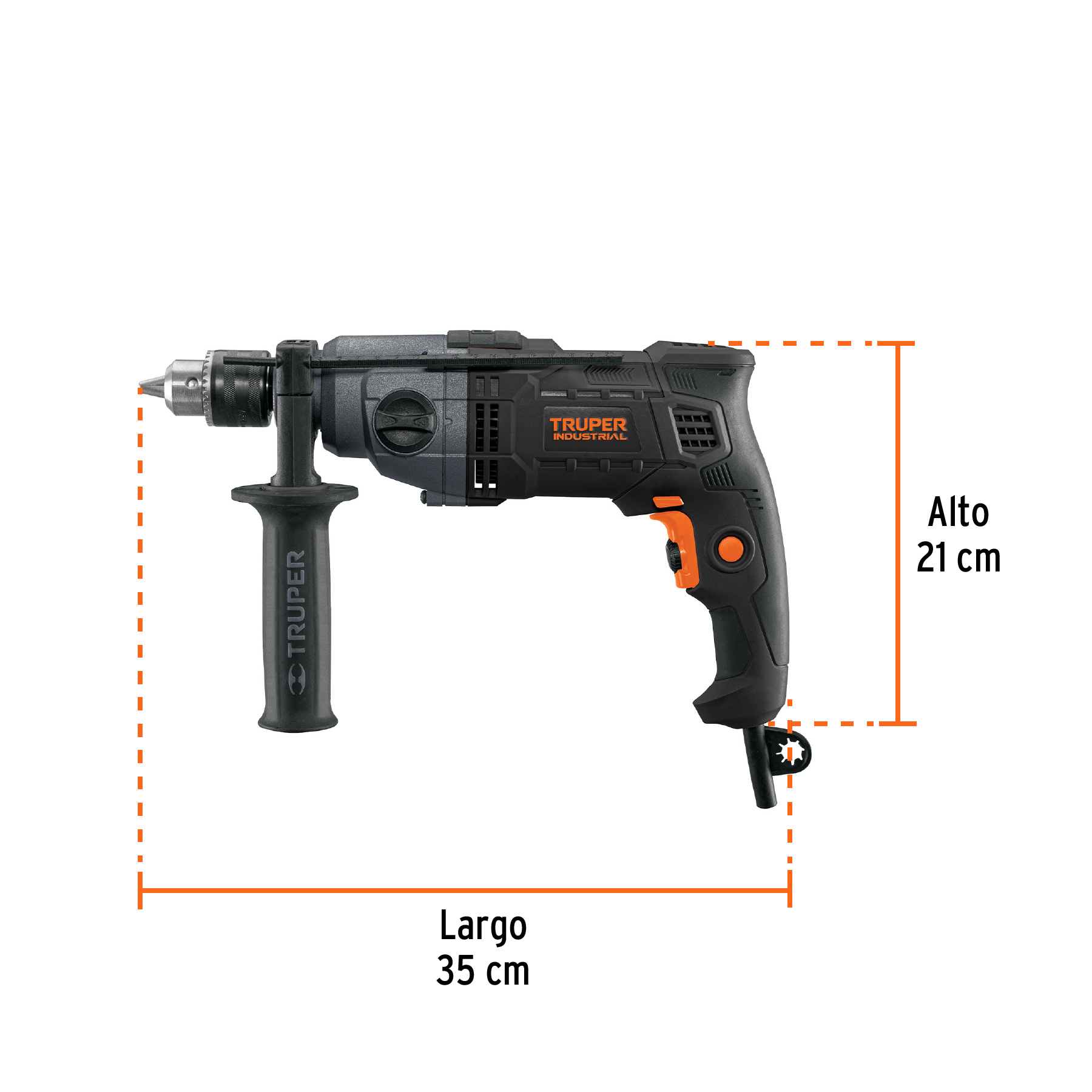 Taladro de 1/2" 800 W dos velocidades, industrial, Truper 103068 / TAL-1/2N2 - 1665 / TAL-1/2N Taladro de 1/2" 800 W dos velocidades, industrial, Truper 103068 / TAL-1/2N2 - 1665 / TAL-1/2N
