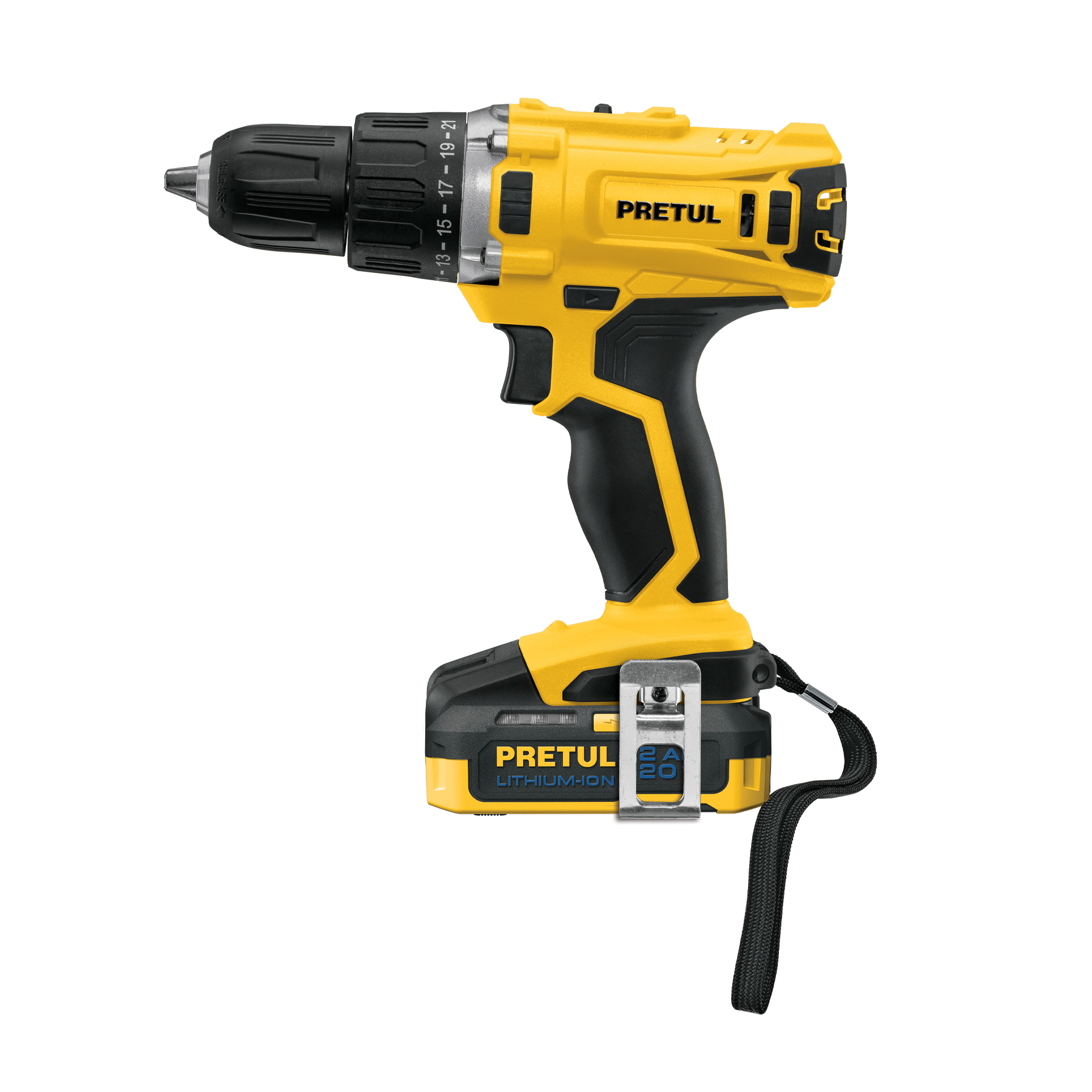 Taladro 1/2', 20V, 1 batería 2Ah, PRETUL, 26118 - TALI-20P2