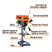 Taladro de piso 8", 1/3 HP (250 W), broquero 1/2", Truper TAPI-8 / 16174 Taladro de piso 8", 1/3 HP (250 W), broquero 1/2", Truper TAPI-8 / 16174