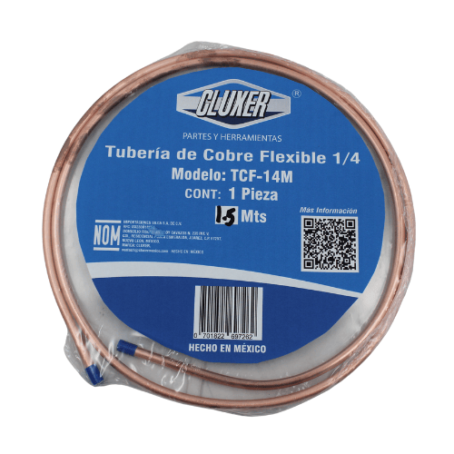 Tubo de Cobre Flexible Cluxer 1/4 a 1.5 Metros - TCF-14-1.5 Tubo de Cobre Flexible Cluxer 1/4 a 1.5 Metros - TCF-14-1.5
