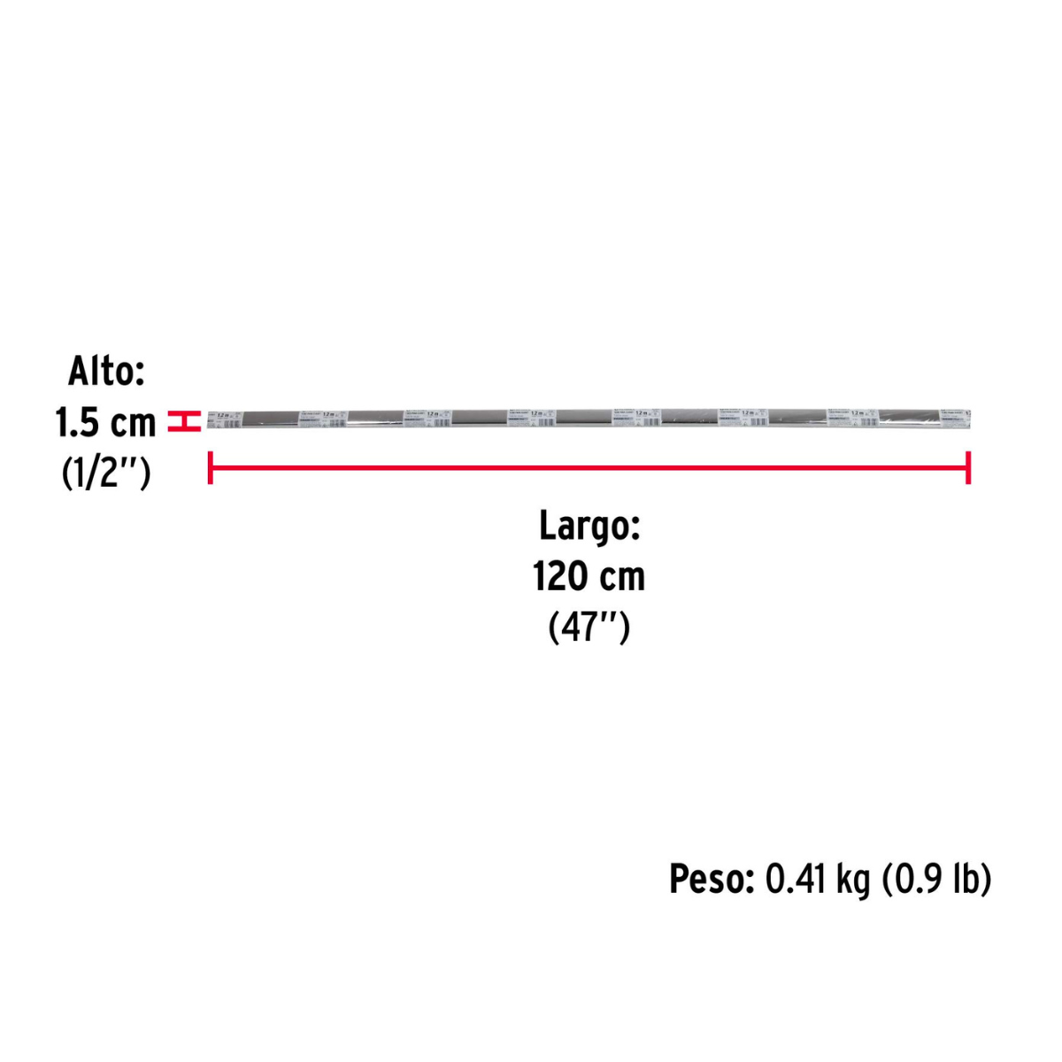 Tubo ovalado para clóset, 1.2 m, acero cromado, HERMEX - TO-512 / 45899 Tubo ovalado para clóset, 1.2 m, acero cromado, HERMEX - TO-512 / 45899