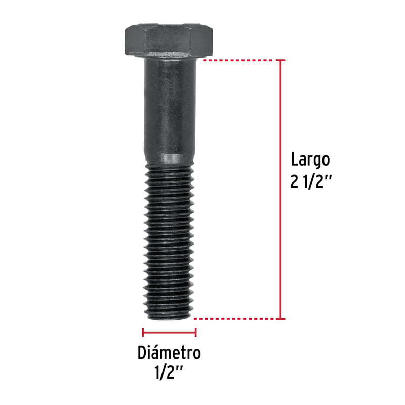 Bolsa con 20 tornillos 1/2' x 2-1/2' de acero, grado 5 - TOR5-1/2-X2-1/2 / 44802 Bolsa con 20 tornillos 1/2' x 2-1/2' de acero, grado 5 - TOR5-1/2-X2-1/2 / 44802