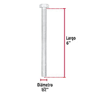 Bolsa con 8 tornillos 1/2' x 6' tipo máquina - TORM-1/2X6 / 44667 Bolsa con 8 tornillos 1/2' x 6' tipo máquina - TORM-1/2X6 / 44667