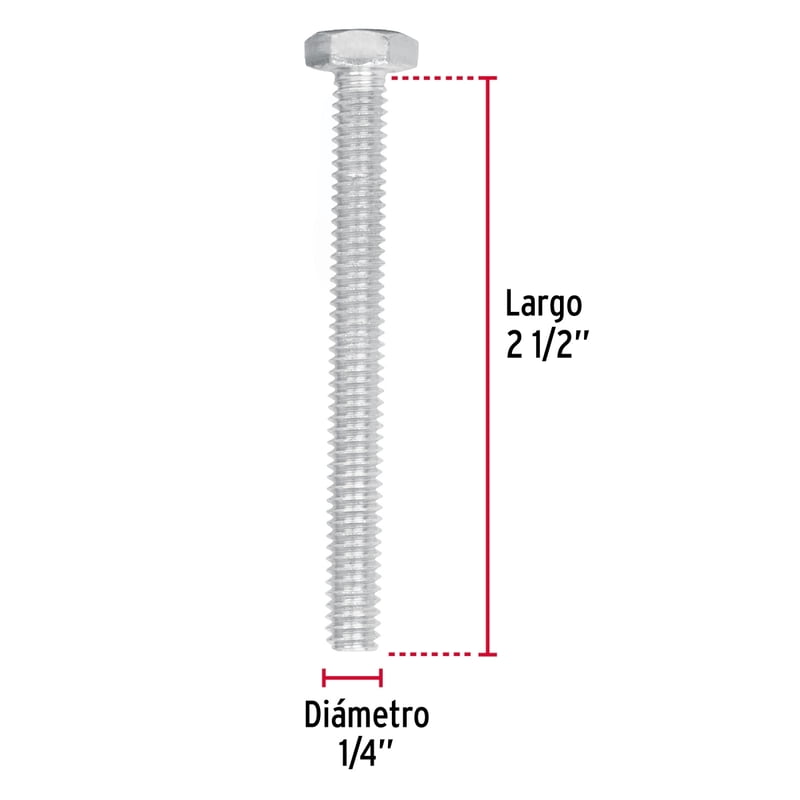 Bolsa con 50 tornillos 1/4' x 2-1/2' tipo máquina - TORM-1/4X2-1/2 / 44562 Bolsa con 50 tornillos 1/4' x 2-1/2' tipo máquina - TORM-1/4X2-1/2 / 44562