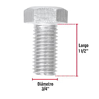 Bolsa con 6 tornillos 3/4' x 1-1/2' tipo máquina - TORM-3/4X1-1/2 / 44694 Bolsa con 6 tornillos 3/4' x 1-1/2' tipo máquina - TORM-3/4X1-1/2 / 44694