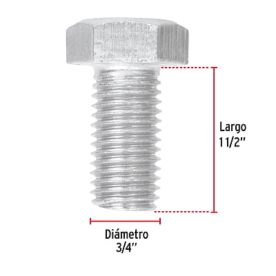 Bolsa con 6 tornillos 3/4' x 1-1/2' tipo máquina - TORM-3/4X1-1/2 / 44694