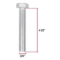 Tornillo tipo máquina, 3/4 x 4-1/2', bolsa con 4 pzas - TORM-3/4X4-1/2 / 44707 Tornillo tipo máquina, 3/4 x 4-1/2', bolsa con 4 pzas - TORM-3/4X4-1/2 / 44707