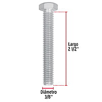 Bolsa con 50 tornillos 3/8' x 2-1/2' tipo máquina - TORM-3/8X2-1/2 / 44579 Bolsa con 50 tornillos 3/8' x 2-1/2' tipo máquina - TORM-3/8X2-1/2 / 44579