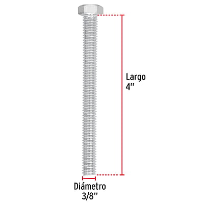 Bolsa con 30 tornillos 3/8' x 4' tipo máquina - TORM-3/8X4 / 44582
