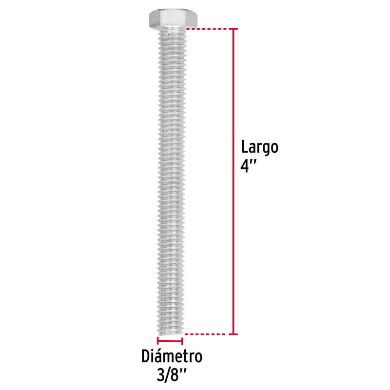 Bolsa con 30 tornillos 3/8' x 4' tipo máquina - TORM-3/8X4 / 44582 Bolsa con 30 tornillos 3/8' x 4' tipo máquina - TORM-3/8X4 / 44582