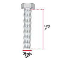 Bolsa con 6 tornillos 5/8' x 3' tipo máquina - TORM-5/8X3 / 44680 Bolsa con 6 tornillos 5/8' x 3' tipo máquina - TORM-5/8X3 / 44680