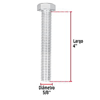 Bolsa con 8 tornillos 5/8' x 4' tipo máquina - TORM-5/8X4 / 44682 Bolsa con 8 tornillos 5/8' x 4' tipo máquina - TORM-5/8X4 / 44682