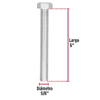 Bolsa con 6 tornillos 5/8' x 5' tipo máquina - TORM-5/8X5 / 44692 Bolsa con 6 tornillos 5/8' x 5' tipo máquina - TORM-5/8X5 / 44692