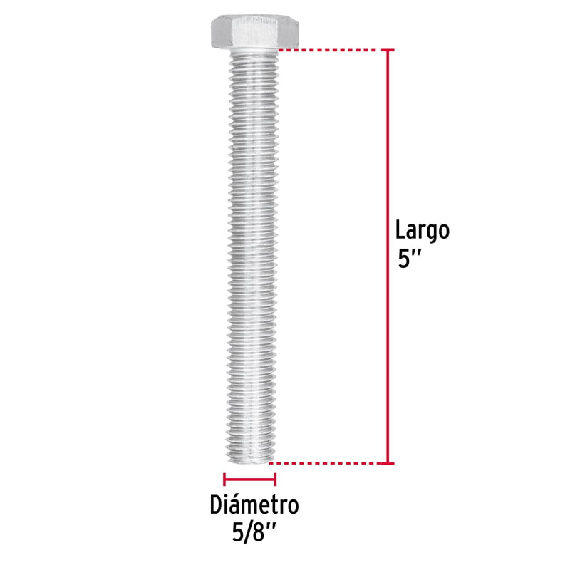 Bolsa con 6 tornillos 5/8' x 5' tipo máquina - TORM-5/8X5 / 44692 Bolsa con 6 tornillos 5/8' x 5' tipo máquina - TORM-5/8X5 / 44692