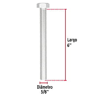 Bolsa con 4 tornillos 5/8' x 6' tipo máquina - TORM-5/8X6 / 44693 Bolsa con 4 tornillos 5/8' x 6' tipo máquina - TORM-5/8X6 / 44693