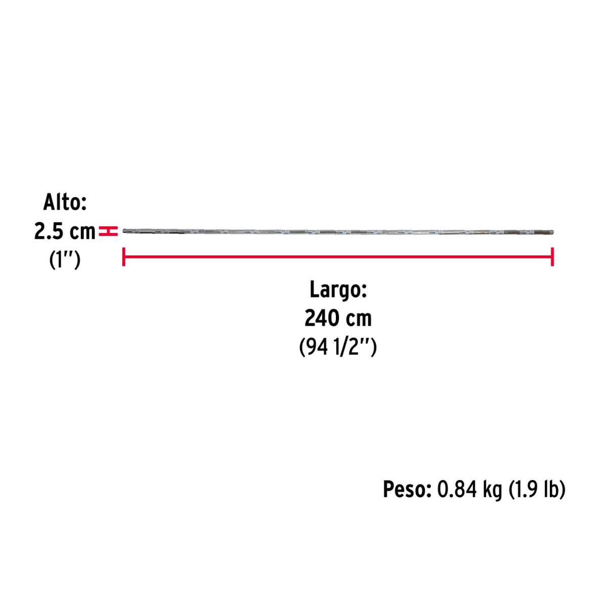 Tubo redondo para clóset, 2.4 m, acero cromado, HERMEX - TR-524 / 45892