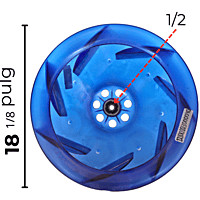 Turbina Evaporador Largo 4 3/8 Ancho 18 1/8 Flecha 1/2 - 12100103000040