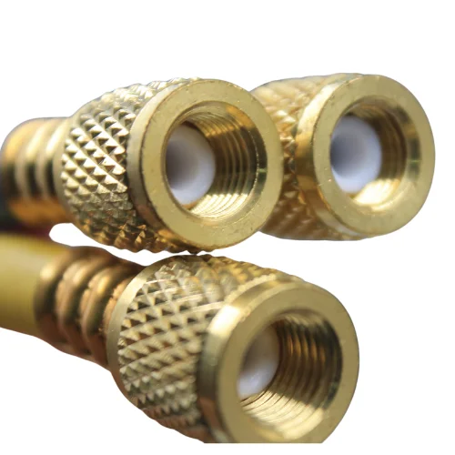 Juego de 3 Mangueras de Carga de Refrigerante con Valvulas de Bola, 800 PSI, 150 CM de Longitud, 1/4"-1/4"(Y), 1/4"-1/4"®, 1/4"-1/4"(B) - WIP-MRH-2CV60°