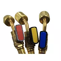 Juego de 3 Mangueras de Carga de Refrigerante con Valvulas de Seguridad, 800 PSI, 180 CM de Longitud, 1/4"-1/4"(Y), 1/4"-1/4"®, 1/4"-1/4"(B) - WIP-MRH-2SV